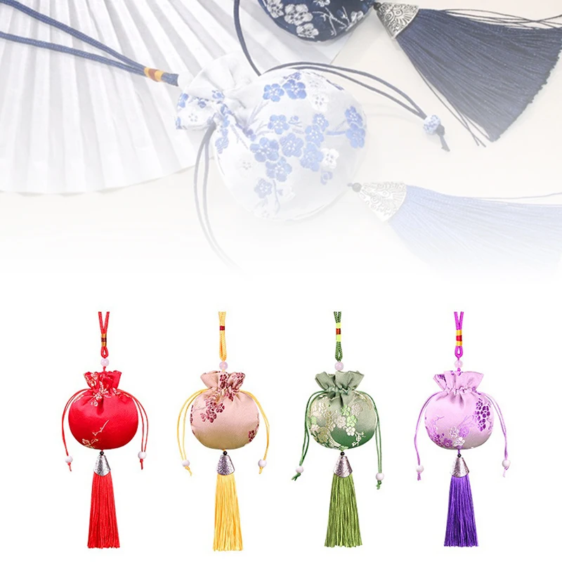 Chinese Silk Style Brocade Embroidered Bag Embroidery Sachet Cloth Pouches Tassel Pendant Drawstring Bag For Jewelry Gift Bags