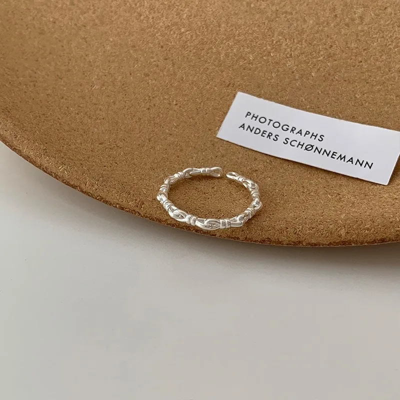 PANJBJ 925 Sterling Silber Perle Unregelmäßigen Ring für Frauen Shell Überlappende Hohl Süße Design Schmuck Geschenk Dropshipping – Detail 20