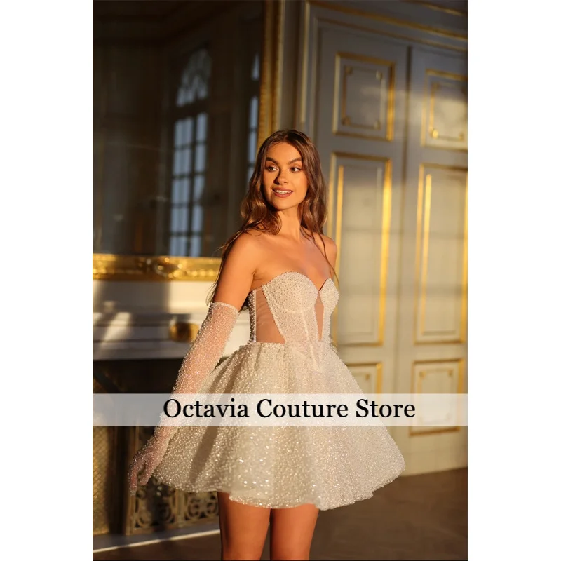 Vestido de novia corto con purpurina brillante, con cordones en la espalda, vestidos de diamantes de imitación con cuentas plateadas, vestido de fiesta de cumpleaños de lujo personalizado