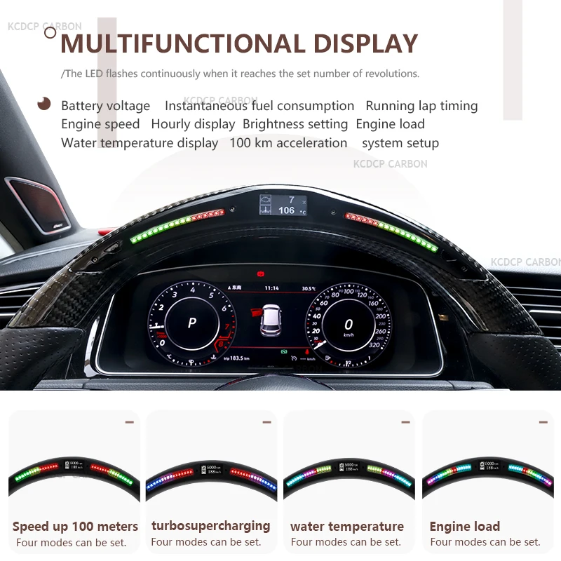 For Audi A3 A4 B9 A5 RS3 RS4 RS5 S3 S4 S5 A6 A1 A7 A8 Q3 Q5 Q7 RSQ3 RSQ5 R8 TTRS LED Complete Carbon Fiber Steering Wheel