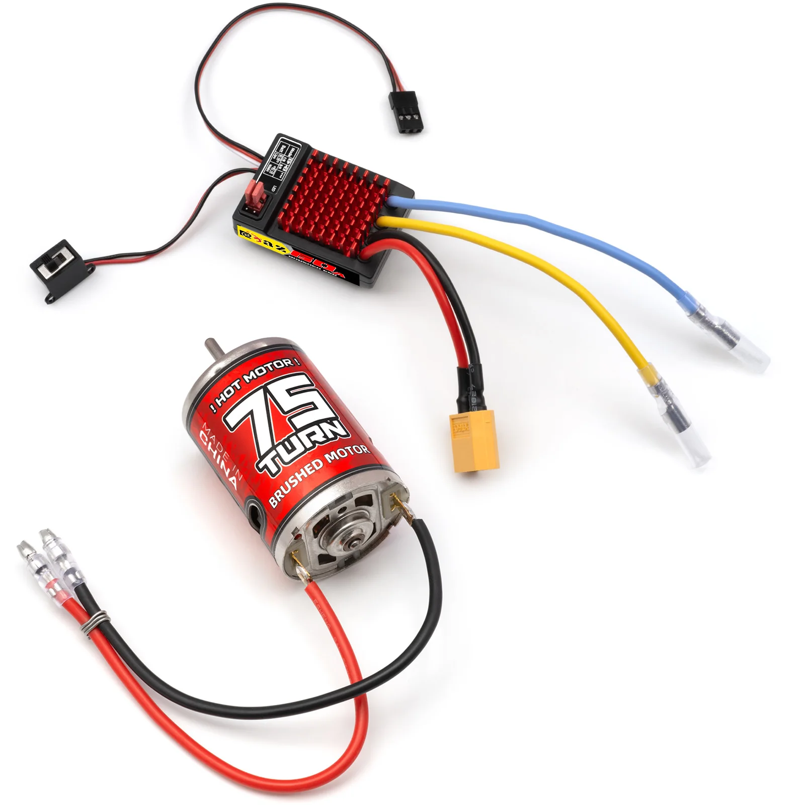 RCXAZ 540 Pro Brushed Motor 12T-75T 60A Waterdichte ESC Snelheidsregelaar Combo voor 1/10 RC Crawler Klim Drift Auto Boot