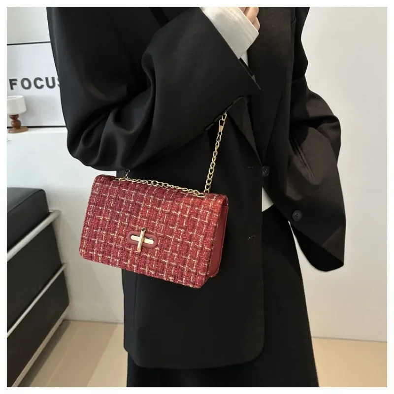 High-quality Shoulder Crossbody Bag Small Square Shoulder Bag 2024 New Women\'s Armpit Fragrance Tweed Chain Shoulder Bag