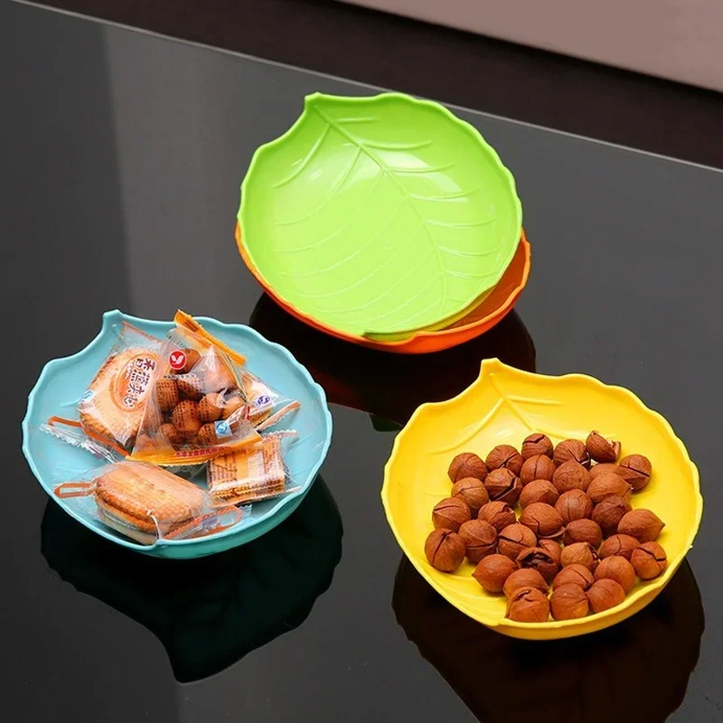 Creative Candy Color Fashion Candy Tray Creative Leaf Shaped Plastic Fruit Tray Simple Melon Seed Snack Tray Dry Fruit