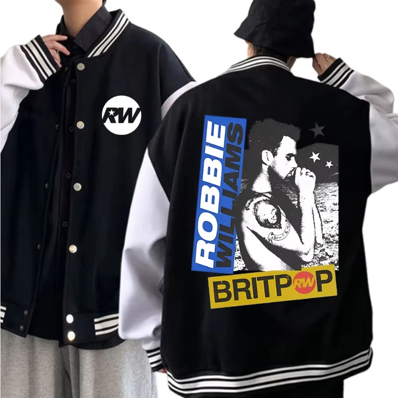 

Robbie Williams 2025 Tour, мужская и женская осенне-зимняя удобная бейсбольная куртка Harajuku, мужская бейсбольная куртка