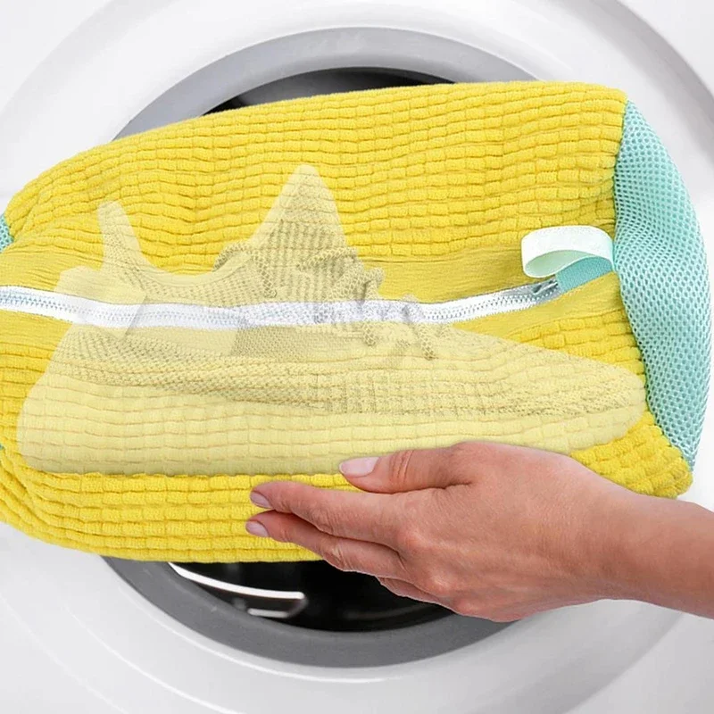 Cotton Shoe Washing Laundry Bag Fluffy Fiber Dirt Remover Anti‑deformation Shoe Clothes Wash Organizer Household Holiday Gift