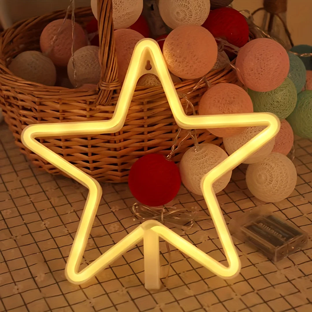 قطعة واحدة، نجمة يوم الاستقلال النيون، غرفة النوم، ديكور المنزل، ضوء الليل، ترتيب الجو الرومانسي، الحفلات، عيد الميلاد، هدية العطلة، USB أو البطارية غير متضمنة)