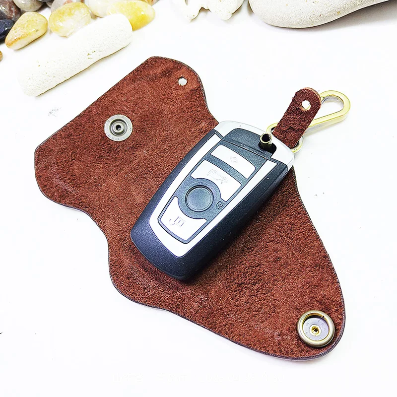blongk Car Key Case on Waist Small Key Pouch Genuine Leather Key Organizer Key Bag Mini Car Key Holder Men Women 1608