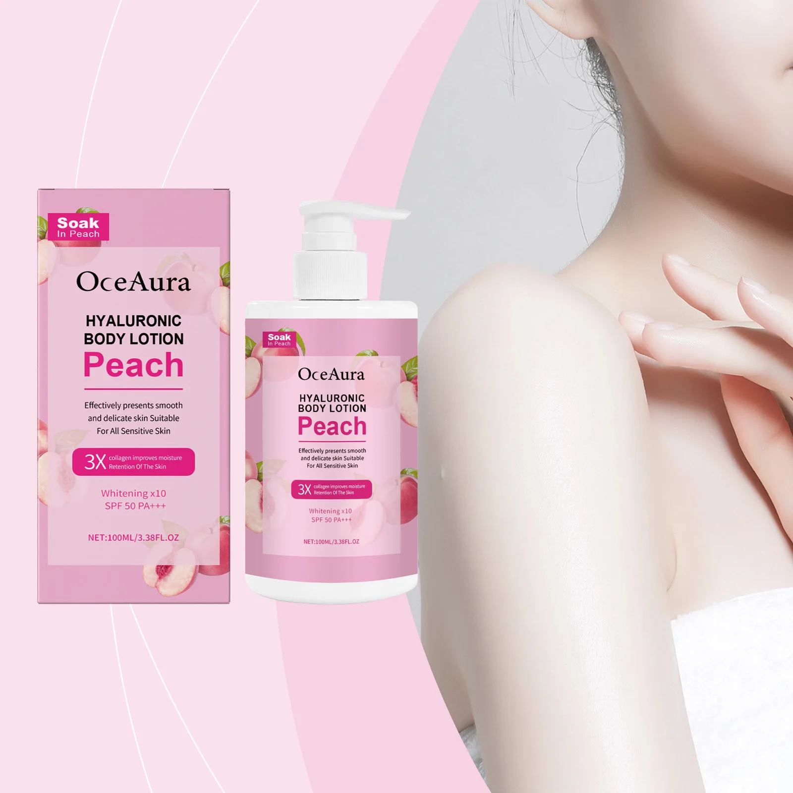 Peach Refreshing Moisturizer, Nourishes Body Skin, Shiny, Soft, Moisturizing, Non-Sticky Body Lotion