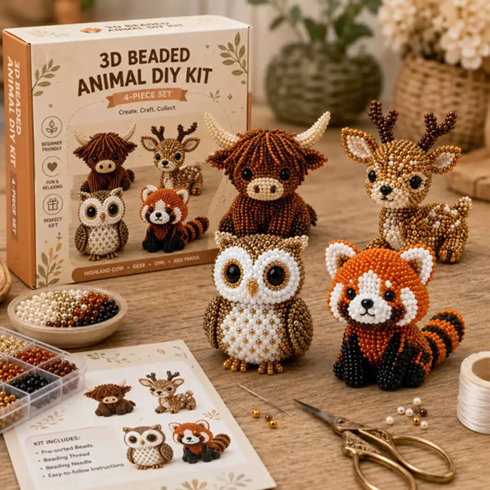 ミニ3Dアニマルビーズキット 可愛い鳥と動物のクラフトセット - Jewelry Making Kits For Kids のレビューと価格