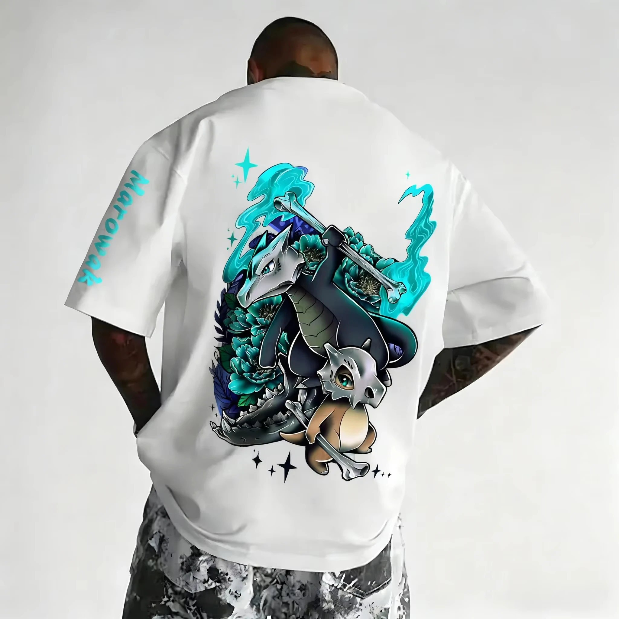 

Футболка с принтом Miniso Cubone для мужчин и женщин, детская повседневная футболка в стиле Харадзюку с коротким рукавом Y2k