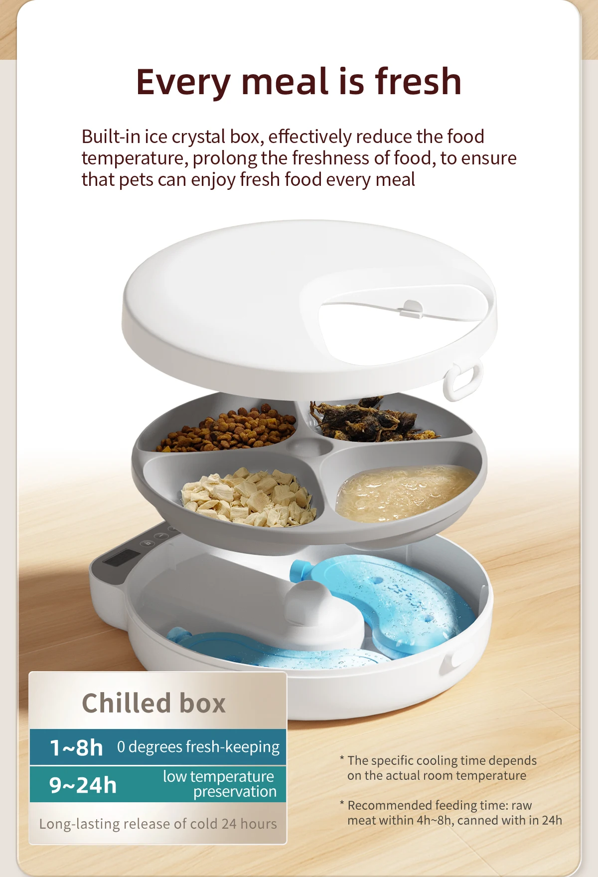 4 Meals Freshness Dry Wet Food Automatic Pet Feeder Cat Smart Feeding Dog Food Dispenser Button Timing Cat Dog Slow Feeding Bowl