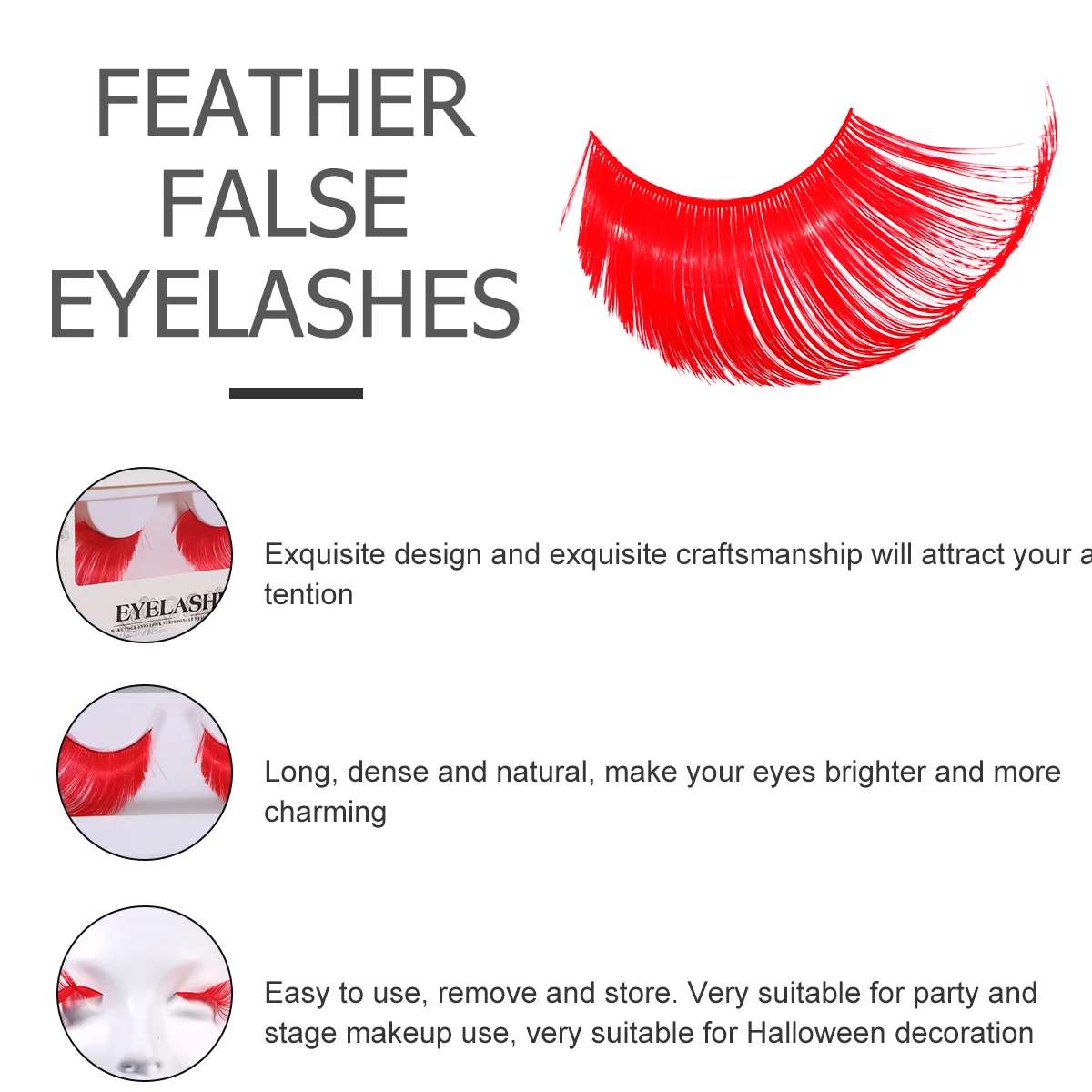 5 Pairs Fake Halloween Extra Long False Eyelashes Costumes Artificial Green Chemical Fiber Miss