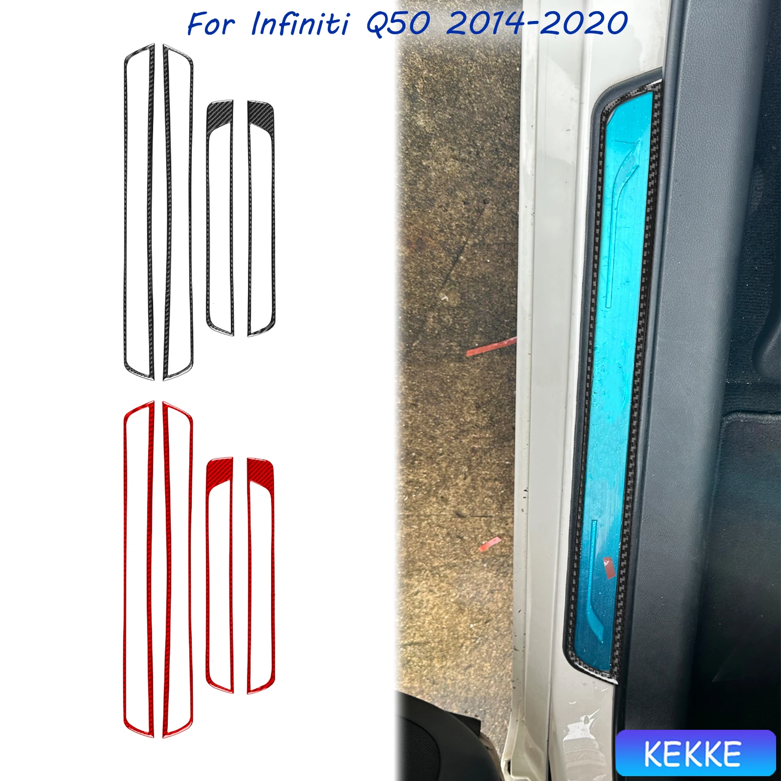 

For Infiniti Q50 2014-2020 Carbon Fiber Threshold Bar Door Sill Trim Cover Car Interior Accessories Decorative Sticker Auto Trim