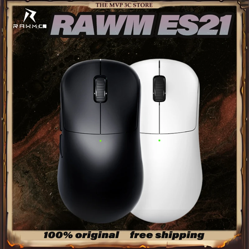 

NEW RAWM ES21 3 MODE Gaming Mouse 2.4G Wireless 45g Ultra Lightweight Nordic52840 8K Polling Rate 600mAh Long Life Battery Gift