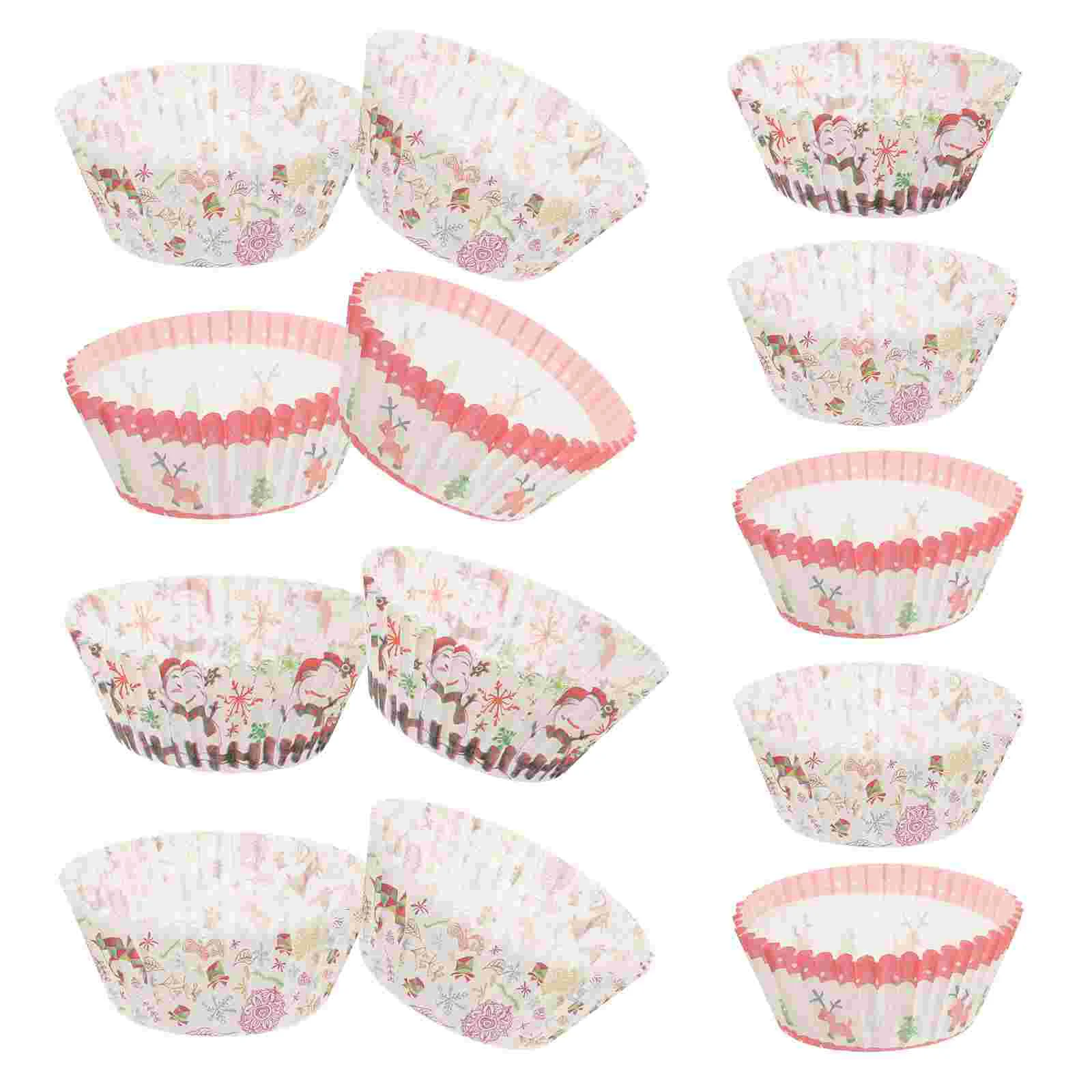 

300 Pcs Cupcake Wrappers Oil Proof Dessert Wraps Christmas Cups Floral Wrapping Paper