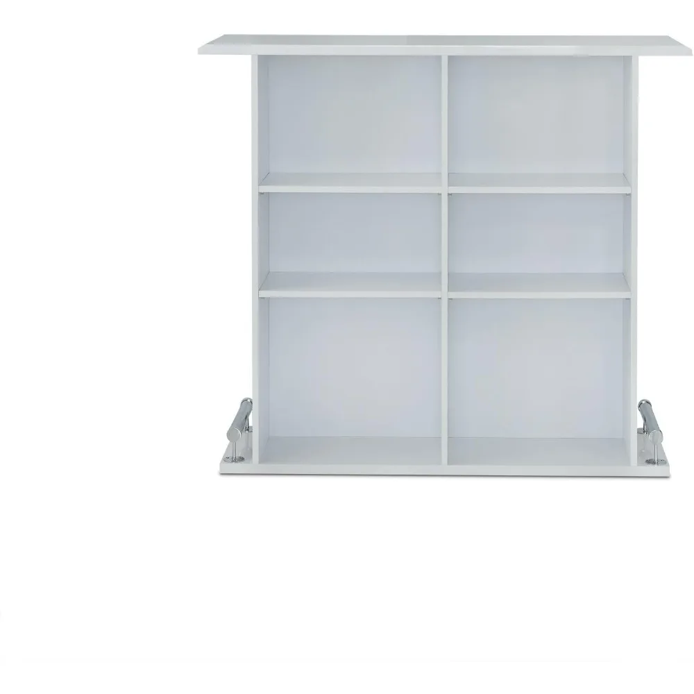 Table de Bar en Bois Blanc avec 6 Compartiments de Rangement