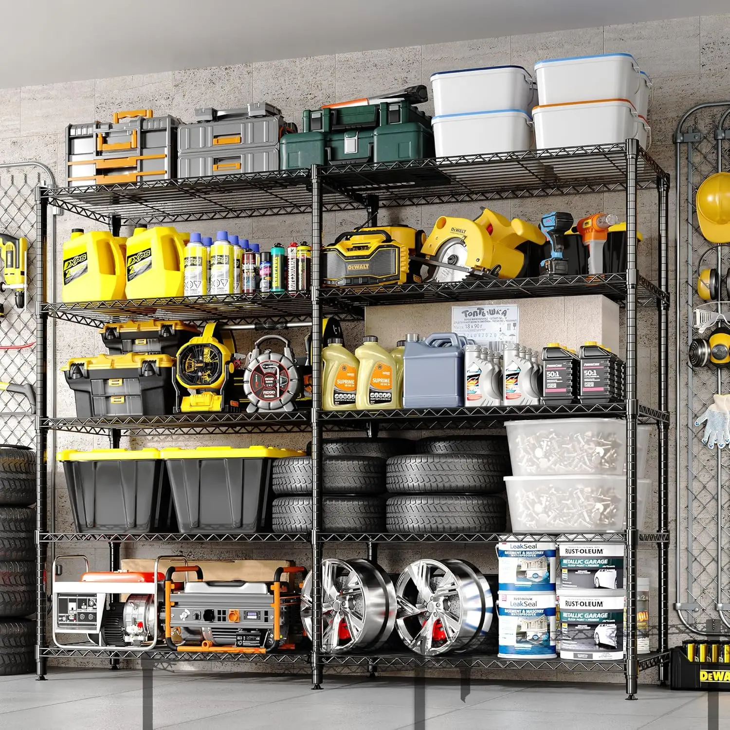 Storage Shelves 5-Tier 1325LBS Load Metal Garage Shelving Adjustable Heavy Duty Shelving Unit for Home Kitchen Office Garage 70.8