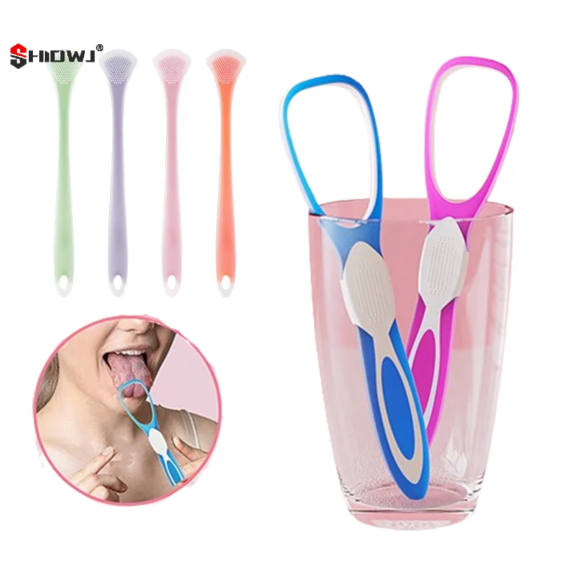 

Silicone Tongue Coating Cleaner Tongue Scraper Tongue Coating Brush Oral Odor Removal Care Adult Portable Scrape Oral Tool