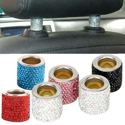 2Pcs Universal Fashion Car Headrest Collars Interior Decoration Rings Chrome Rhinestone Bling Rings Vehicle Seat Accessories