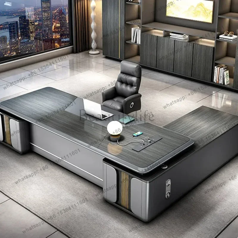 ld Design Modern Office Desk Study Wooden Computer Decoration Drawer Storage European Luxury Tavolo Salon Furniture