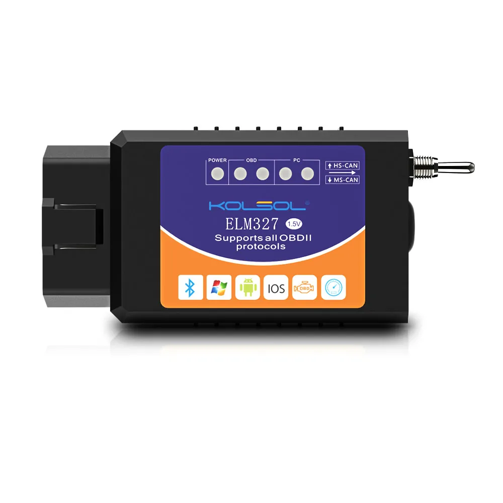 

KOL-SOL ELM327 Bluetooth OBD2 Scanner V1.5 ELM327 with Switch modified for Fo-rd CH340+25K80 chip HS-CAN MS-CAN