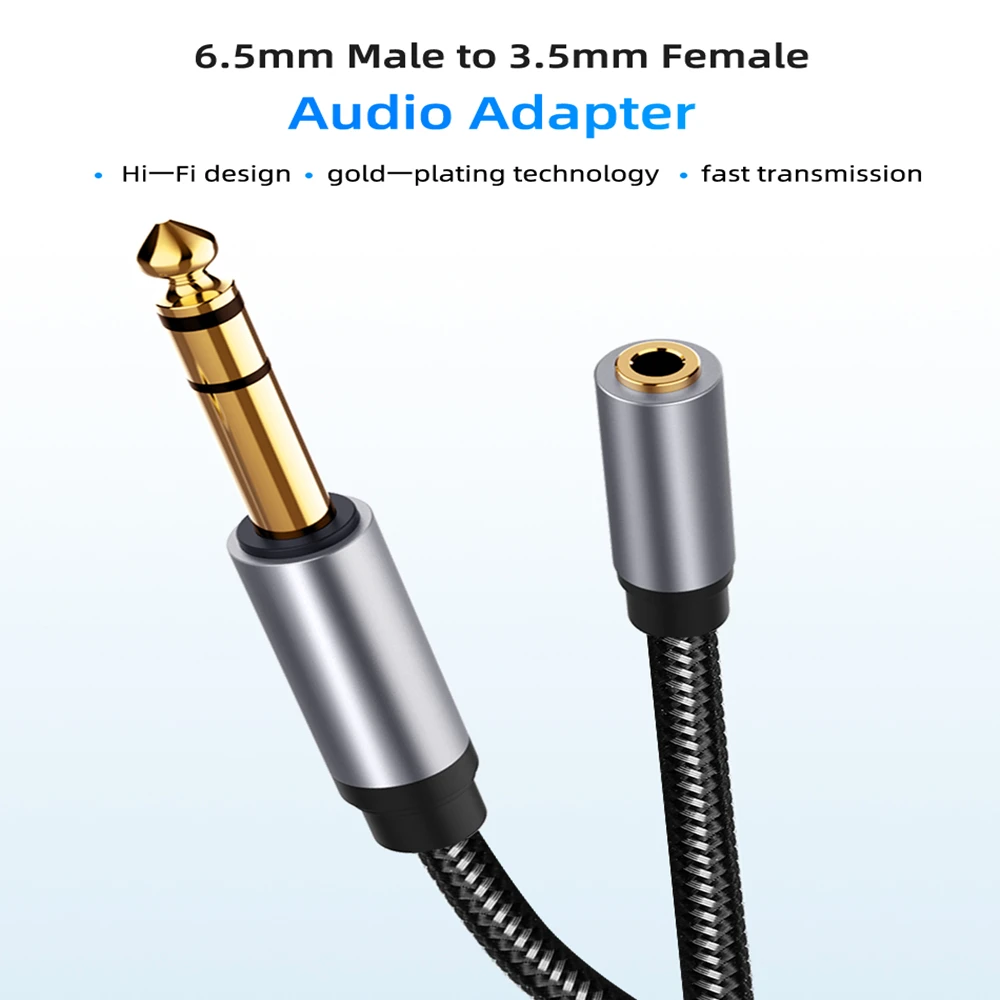 Gold Plated 1/4 To 1/8 Inch TRS 3.5mm Jack Female To 6.35mm Male Aux Stereo Audio Adapter Cable for Headphones Amplifier Guitar