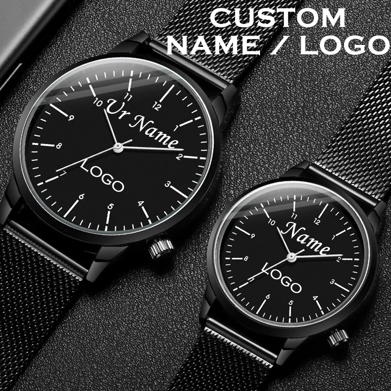 Personalized Free Engrave with Your Name Logo Men Lady Wristwatch Water Resistant 3ATM Customized Man's Woman's Wrist Watches