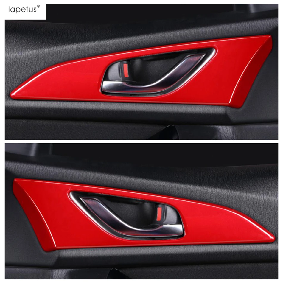 Red Accessories For Mazda 3 2014 - 2018 Window Lift Wheel Gear Panel Dashboard AC Air Handle Bowl Water Cup Holder Cover Trim