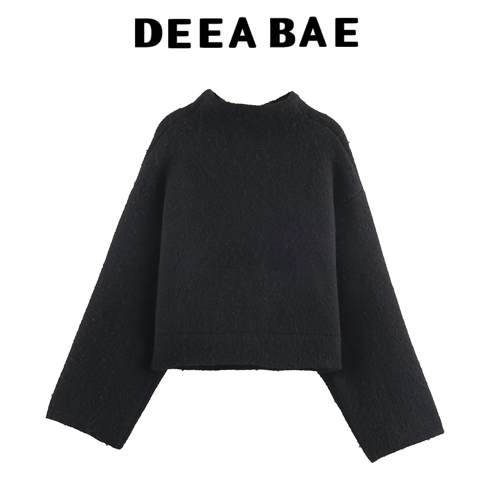 DEEABAE European and American style 2025 winter new women's casual versatile double breasted knitted pilot jacket jacket