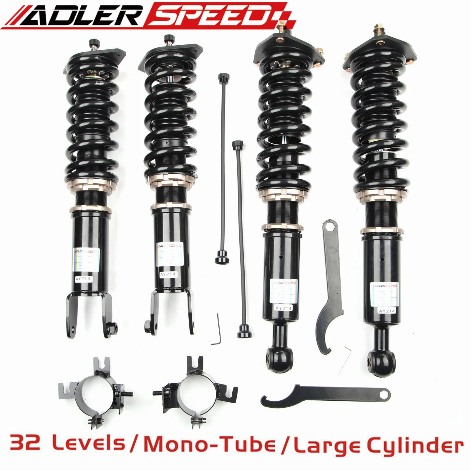 ADLERSPEED 32 Levels Mono Tube Coilovers Lowering Suspension For Infiniti Q40 RWD (V36) /Q60 Coupe RWD (V36) 2014-16 Adj. Height