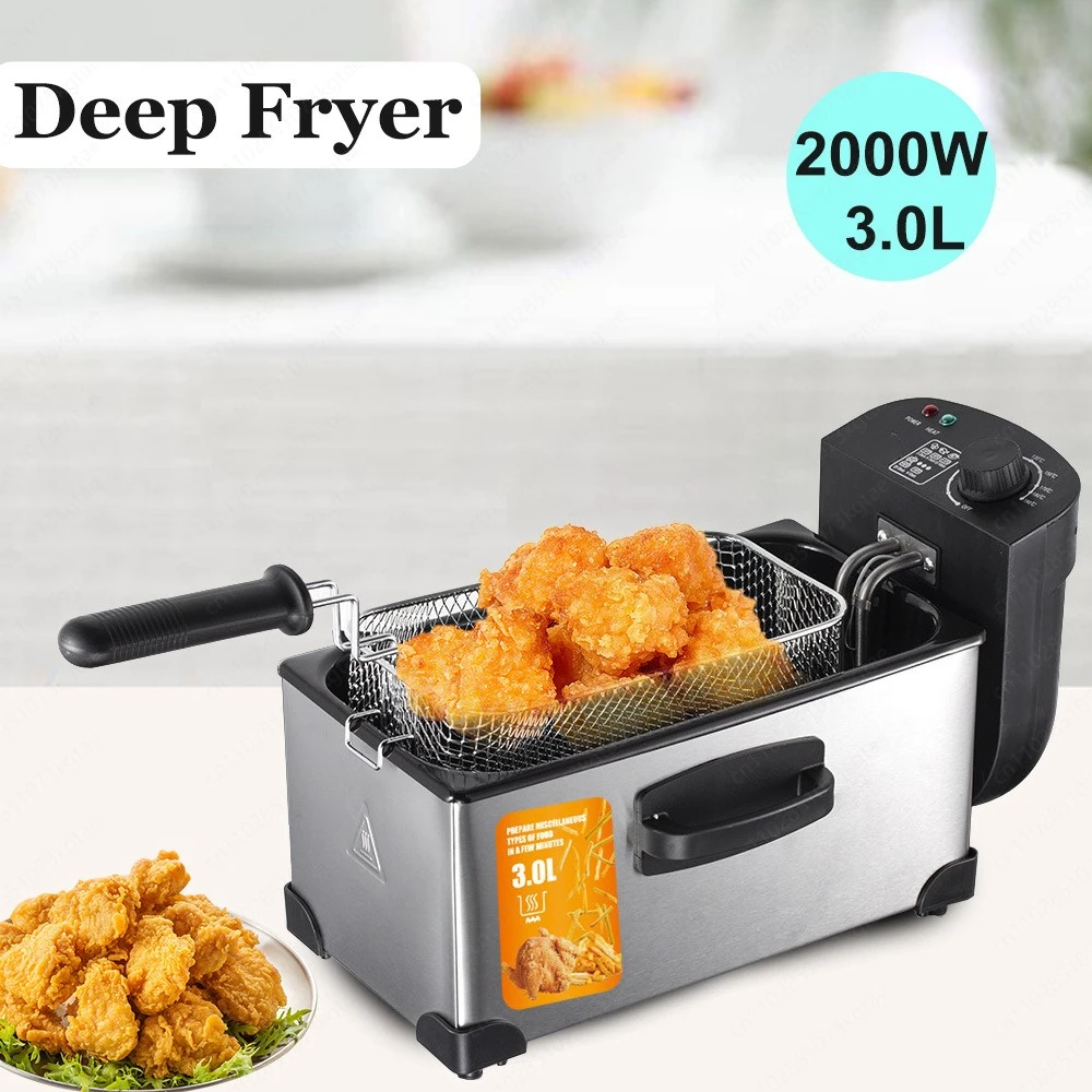 

European Electric Fryer 3L Household Small Electric Fryer Electric Fryer Fritters French Fries Machine Stall Fry Skewers