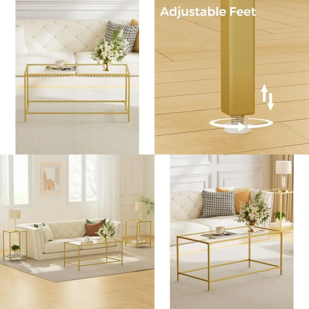 

Minimalist Metal Frame Coffee Table, Living Room, Easy Assembly, 39.4 x 19.7 x 17.7