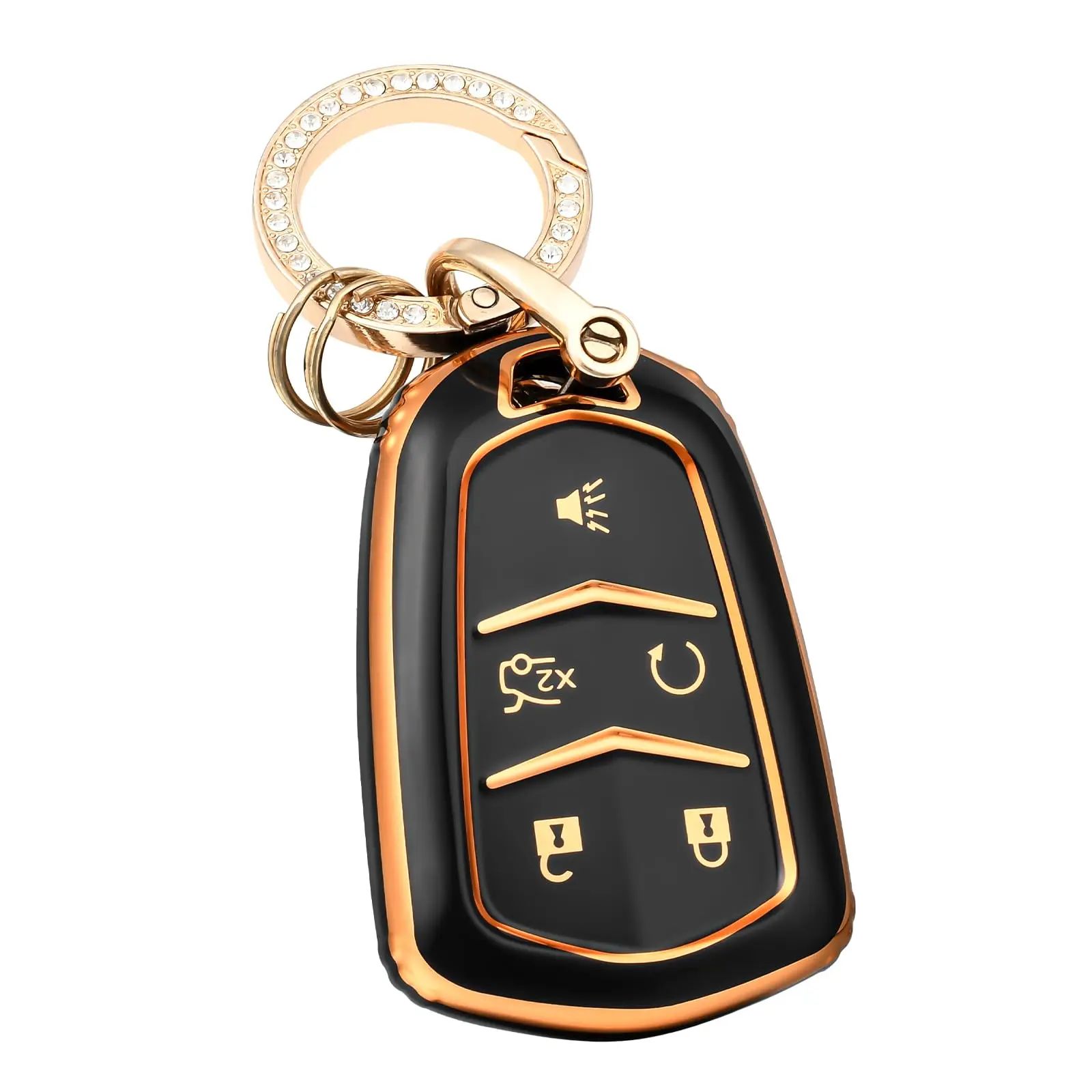 

Car Key fob Case Cover 5 buttons for Cadillac ATS CT6 CTS DTS XT5 Escalade ESV SRX STS XTS ELR Remote Key Holder Keychain