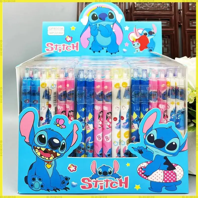 

Гелевые ручки Disney Stitch, 12 шт., новая ручка с героями мультфильмов, черные водяные чернила, 0,5 мм, милая ручка для подписи, канцелярские принадлежности, студенческий подарок, оптовая продажа