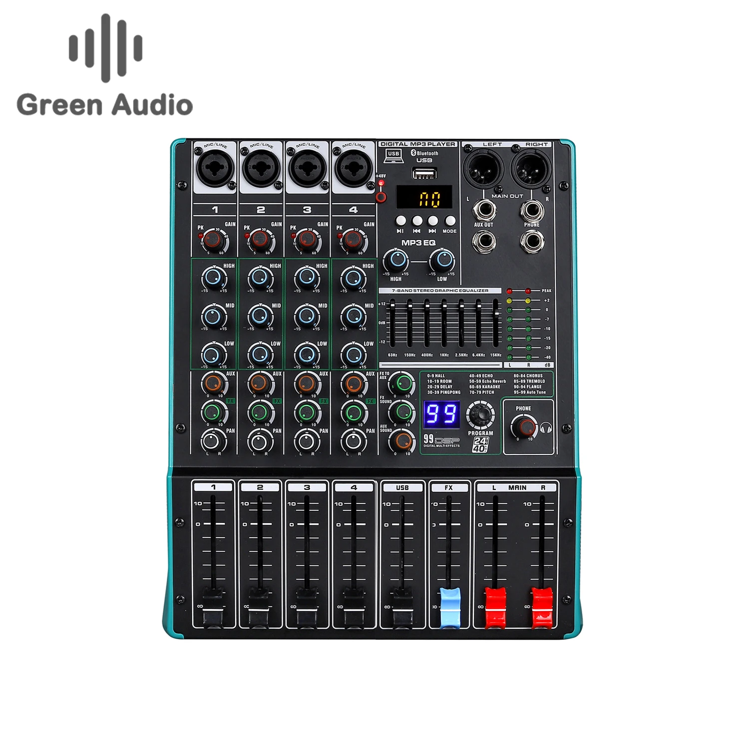 GAX-TK4 Portable mini professional 4-channel audio mixer console available for home party live streaming