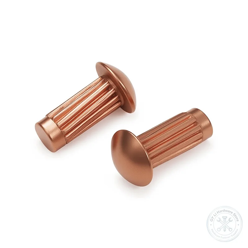 M2 M2.5 M3 M4 GB827 Red Copper Knurled Solid Rivet Round Head Nameplate Rivet Length 3-12mm For Logo Tag Plate Hardware Fastener