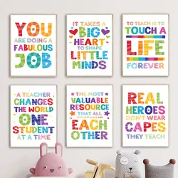 Modern Colorful Motivational Words Canvas Art Poster Prints Inspiring Quotes Wall Decorative Painting for Nursery Classroom