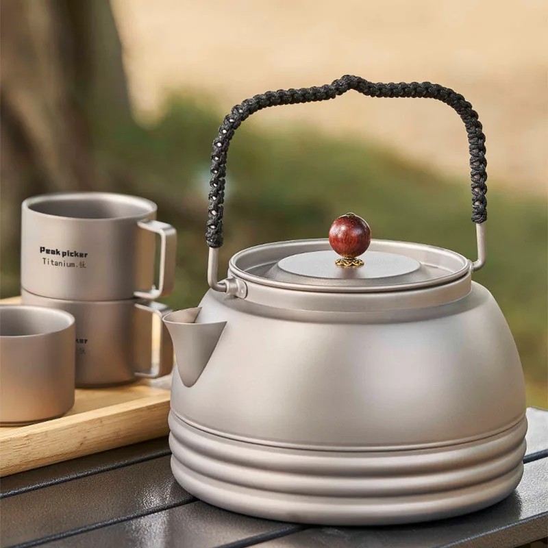 

1200ml Pure Titanium Kettle/Teapot/Coffee Pot With Anti-scalding Handle,Antibacterial,Anti-mold,Outdoor,Lightweight Cookware