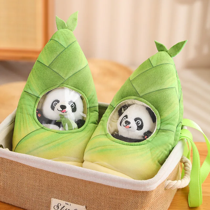 Ctue Funny Bamboo Panda Plush Toy Cute Stuffed Animals Hiding Pillow Intresting Bag Soft Toys