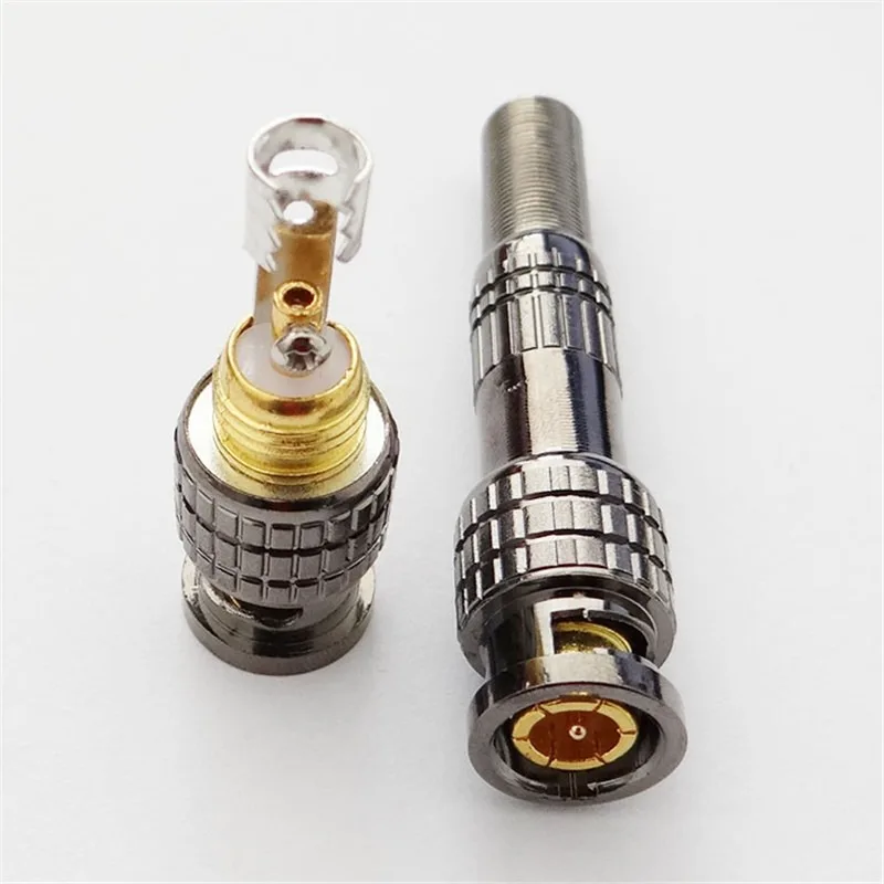 10pcs Solderless BNC Connector Copper Core - CCTV Q9 Video Cable Plug for RG59 75-3-4-5 Coaxial Wire
