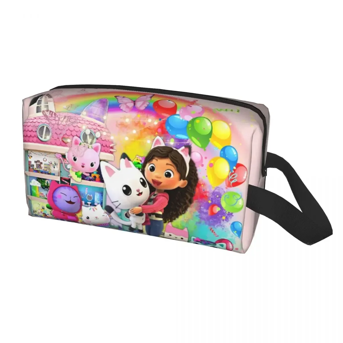 Kawaii Gabbys Dollhouse Travel Toiletry Bag Women Cartoon Anime Tv Cosmetic Makeup  Beauty Storage Dopp Kit