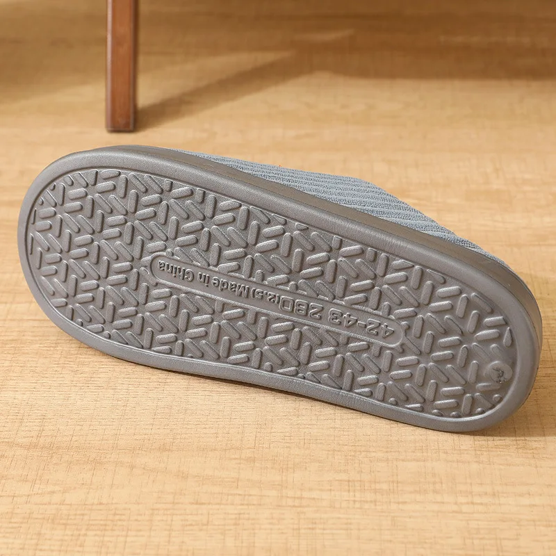 Herren Winter Extra Große Baumwoll-Hausschuhe Bequeme Warme Dicksohlen-Plüsch-Innenschuhe – Detail 12