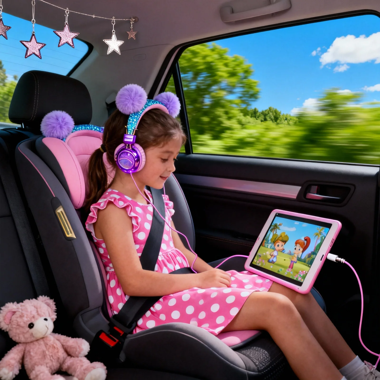 

Headset Rhinestone Glitter Shiny Ball Adjustable Volume Control Headphones with Mic for Computer Tablet