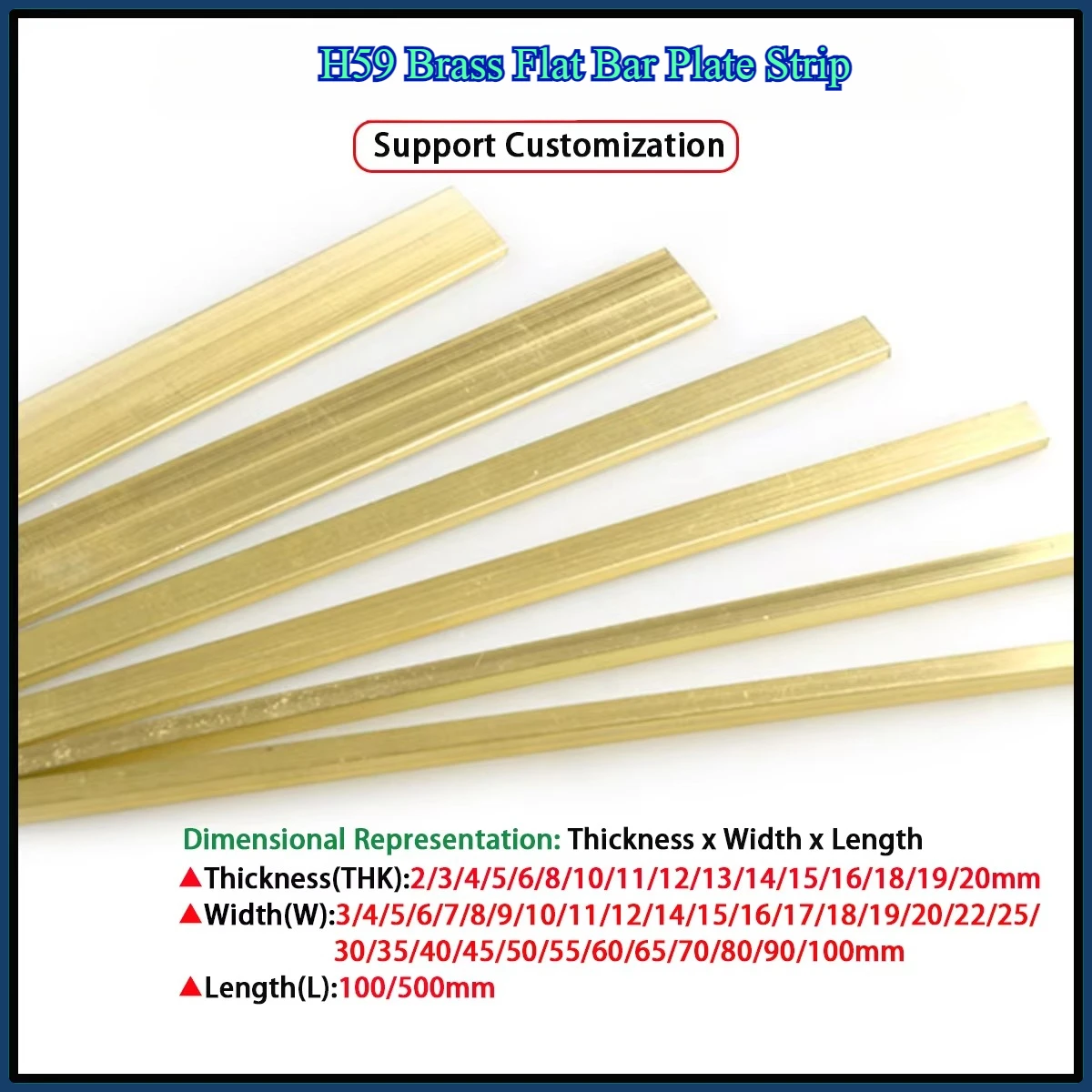 

H59 Brass Flat Bar Plate Strip/ Brass Plate Thk2-20mm W3-100mm L100/500mm
