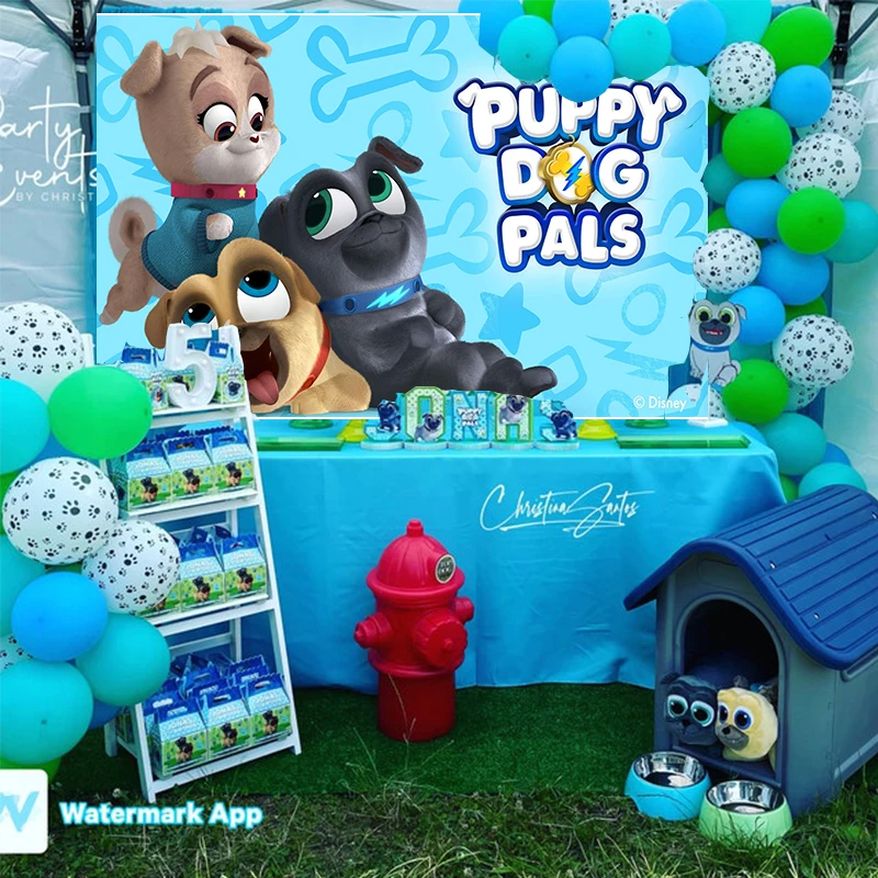 Disney Cartoon Photography Backgrounds Puppy Dog Pals Bingo Et Rolly Kids Boys Birthday Party Backdrops Custom Supplier Vinyl