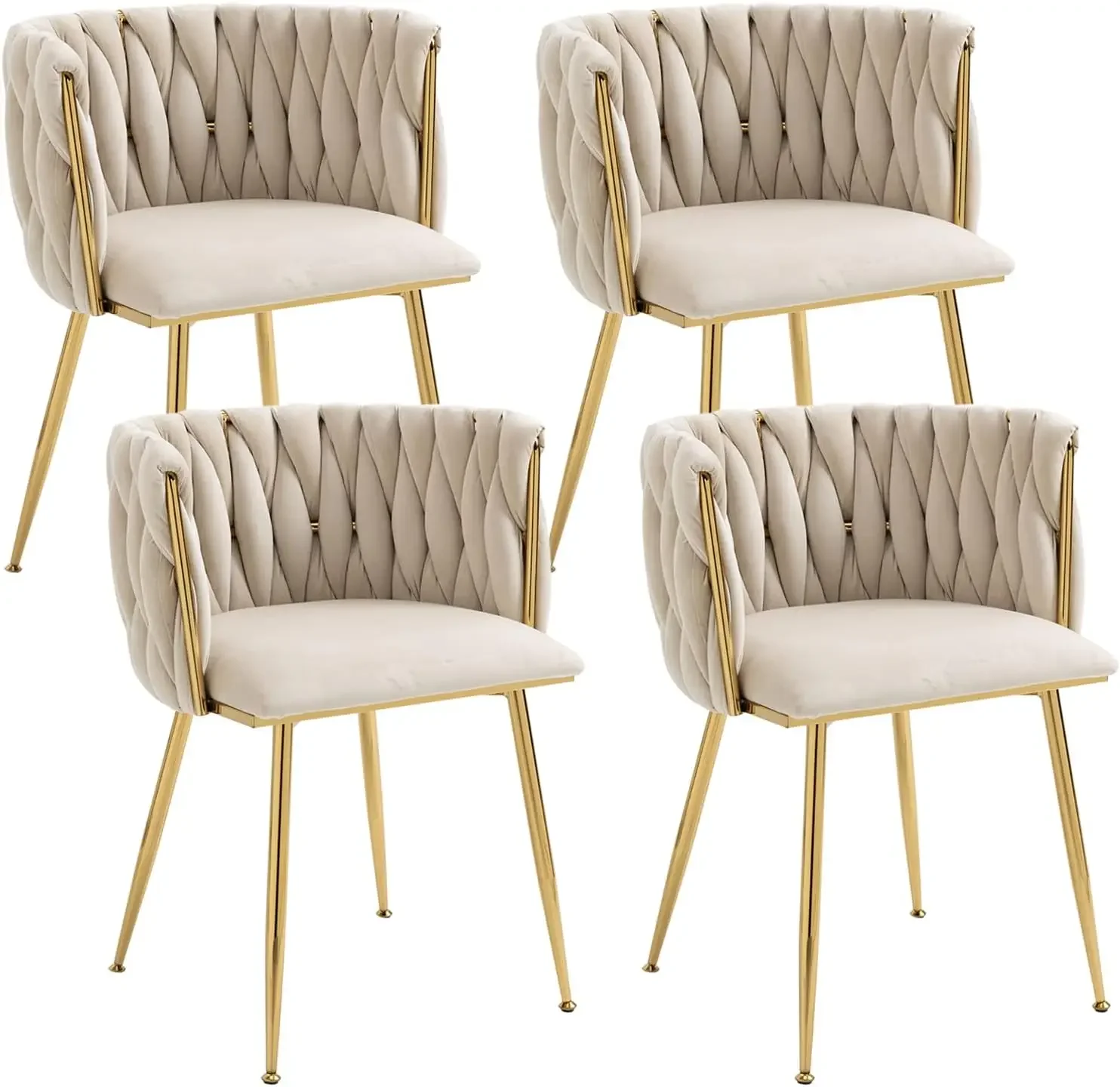 2024 NEW Modern Velvet Dining Chair with Gold Metal Legs, Set of 4 Luxury Tufted Dining Chairs for Living Room, Bedroom, Kitchen