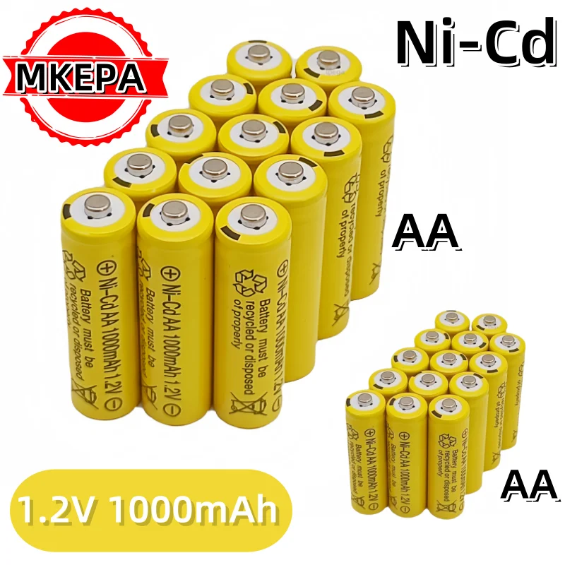 100% original AA 1.2V 1000mAh Ni-Cd rechargeable lpega battery, suitable for flashlight electric toys.