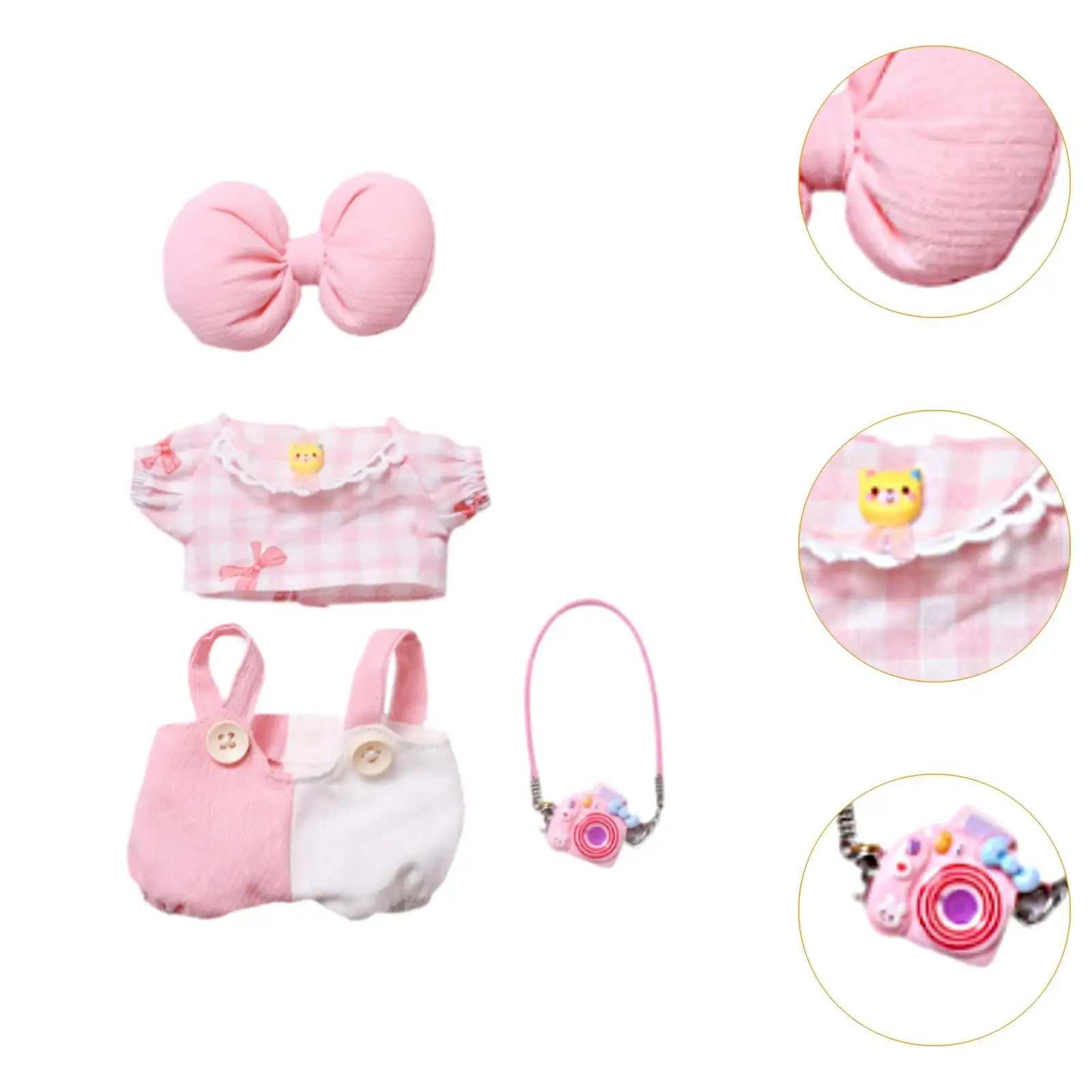 Plüsch-Puppenkleidung, lebendig, bezauberndes Geburtstagsgeschenk, zum Anziehen, Cartoon, niedliche Schleife, Dekoration, Requisiten, Kleidung, Geschenk für kleine Mädchen