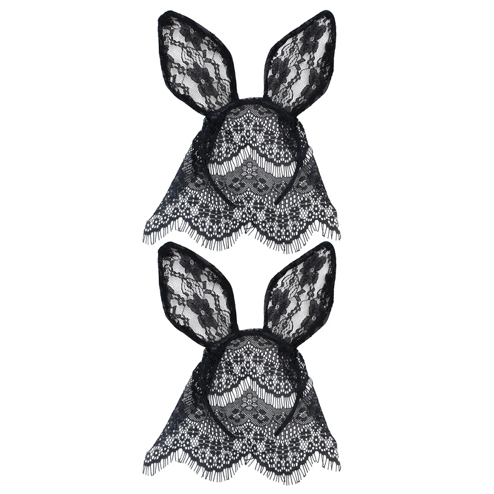 

2 шт., вуаль с кошачьими кроличьими ушками, повязки для волос, кружевные обручи для волос с ушками животных, костюм для вечеринки, аксессуары для волос для косплея, праздничный головной убор, реквизит