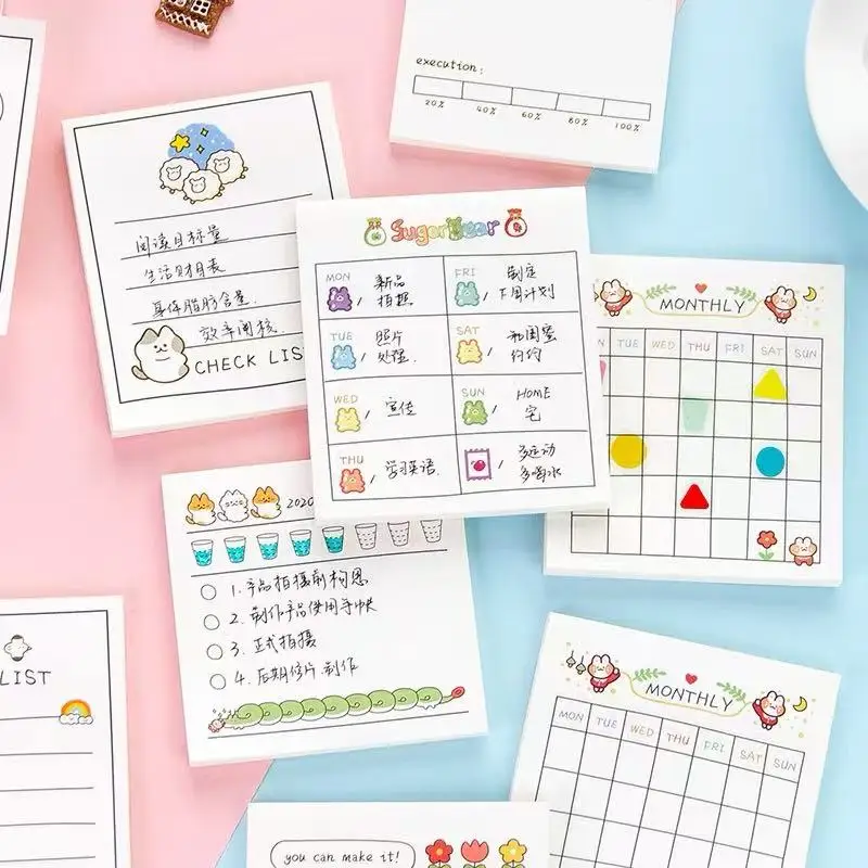 kawai Office School Supplies Cute cartoon clock in schedule memo cat handbook decoration small book N times sticky notes lovely view 2
